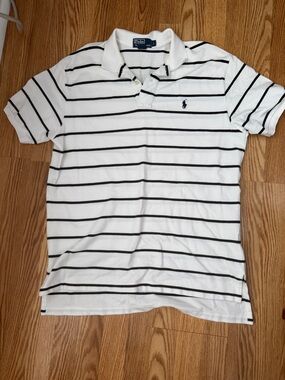 Polo by Ralph Lauren sz L Navy and White Striped Polo Shirt